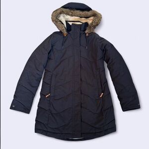 Roxy Black Puffer Parka Coat with Fur Hood - Size Small - Dryflight 5K